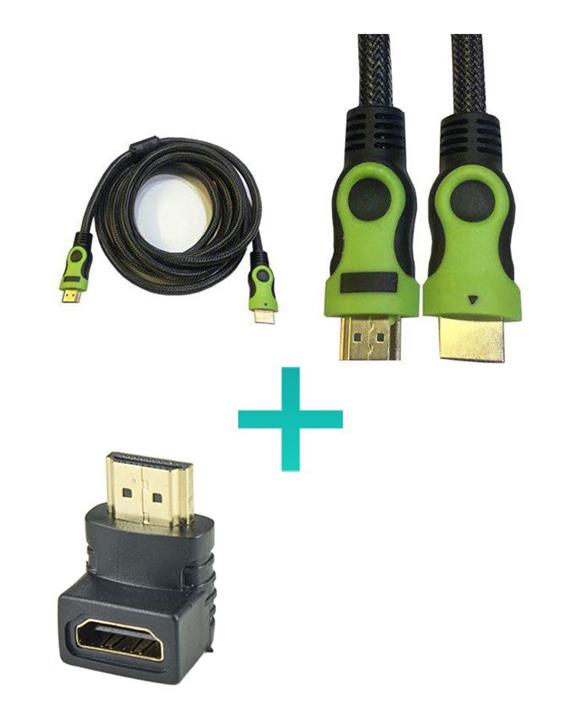 stecker 5m HDMI Cable + HDMI 90 Adapter L-Type  کابل 5متری اچ دی ام ای کنفی نویزگیردار به همراه یک عدد تبدیل 90 درجه